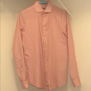 Express XS Fitted Red/White Dress Shirt